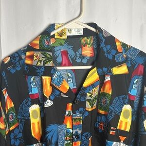 Colorful Tropical Print Men's Casual Button Down Shirt